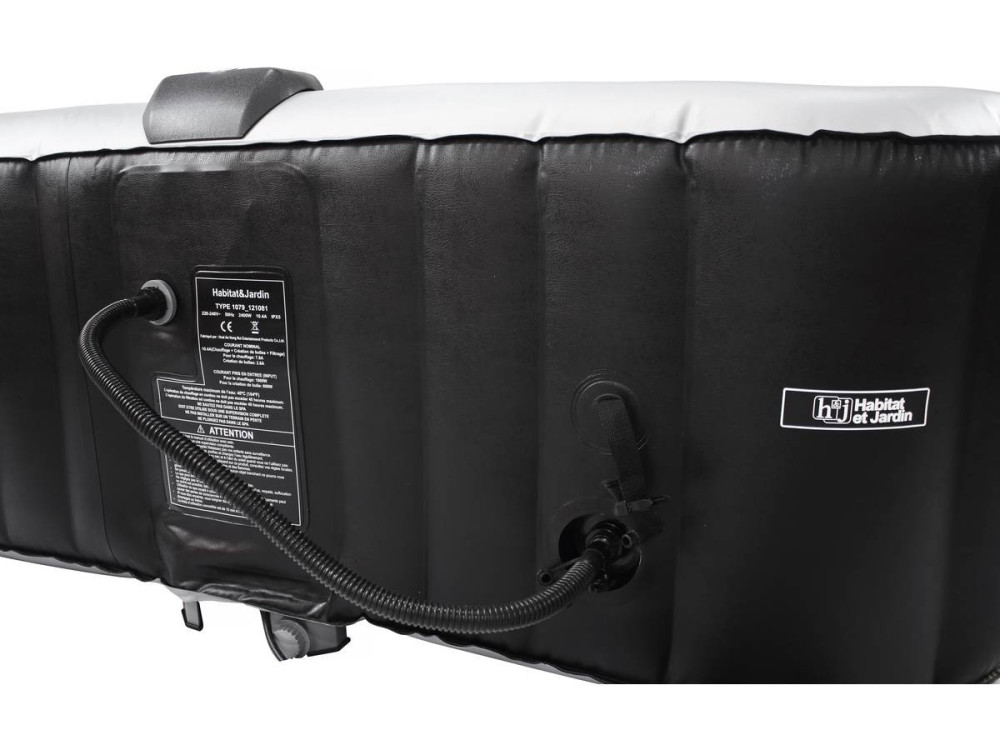 Aufblasbarer Whirlpool mit LED-Schwimmkreis "Nice" - 6 Plätze - Grau/Schwarz
