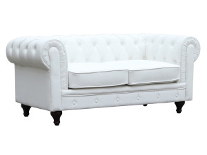 Chesterfield-Sofa "Aliza" - 157 x 82 x 70 cm - 2-Sitzer - Weiß