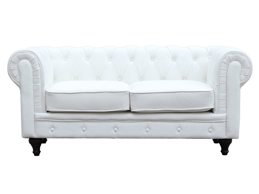 Chesterfield-Sofa "Aliza" - 157 x 82 x 70 cm - 2-Sitzer - Weiß