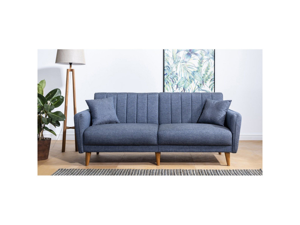 3-Sitzer Stoff-Schlafsofa "Aqua" 205 x 85 x 85 cm - Dunkelblau