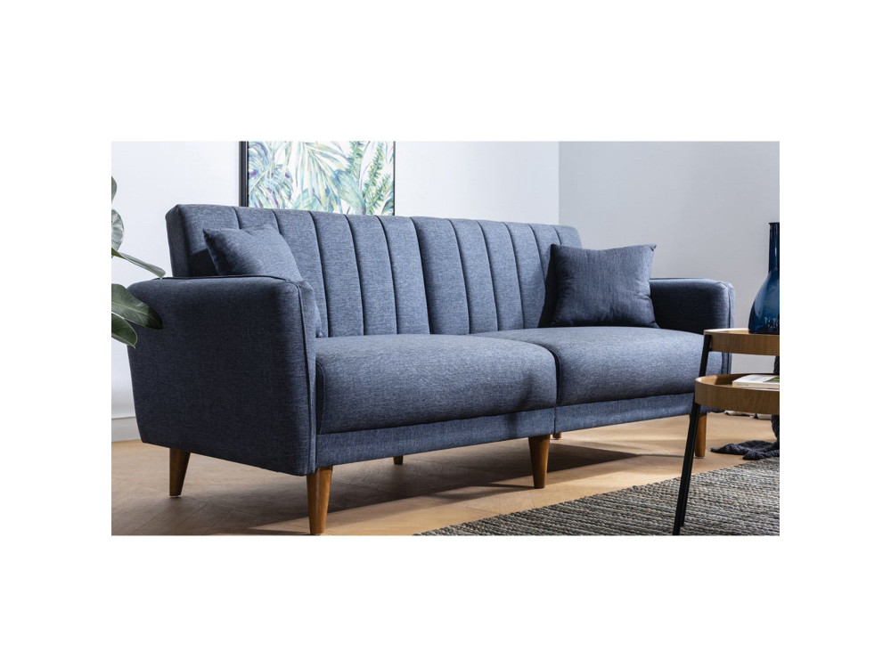 3-Sitzer Stoff-Schlafsofa "Aqua" 205 x 85 x 85 cm - Dunkelblau