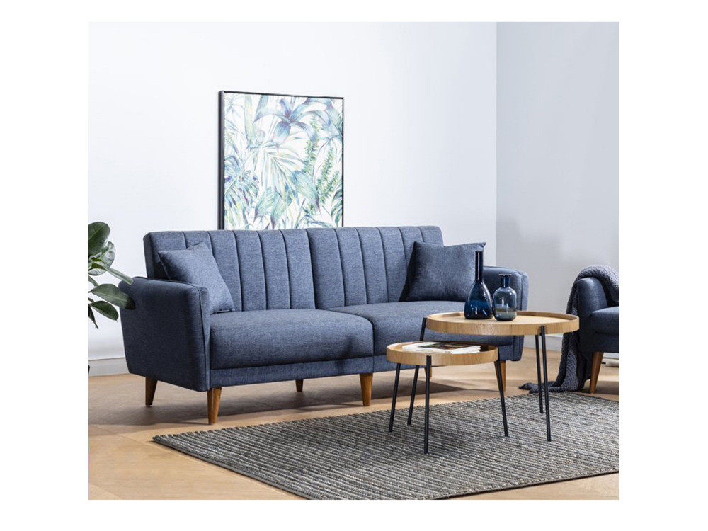3-Sitzer Stoff-Schlafsofa "Aqua" 205 x 85 x 85 cm - Dunkelblau