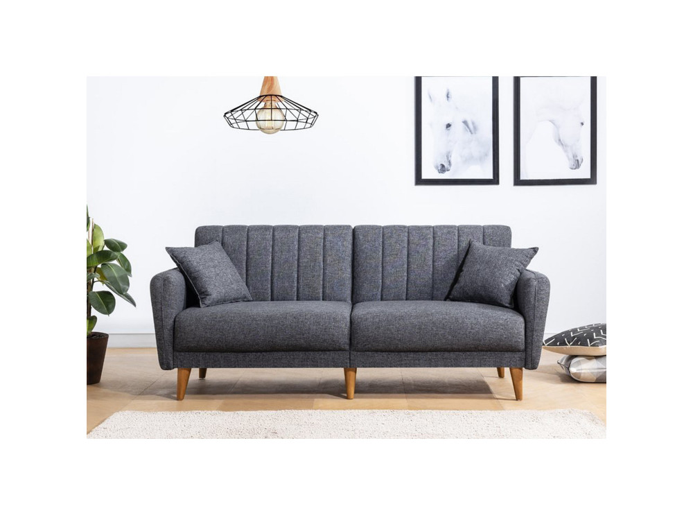 3-Sitzer-Schlafsofa mit Stoffbezug "Aqua" 205 x 85 x 85 cm - Dunkelgrau