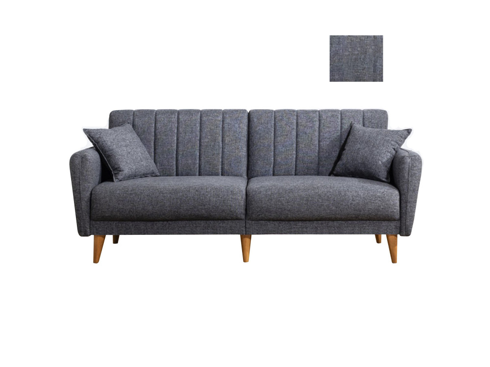 3-Sitzer-Schlafsofa mit Stoffbezug "Aqua" 205 x 85 x 85 cm - Dunkelgrau