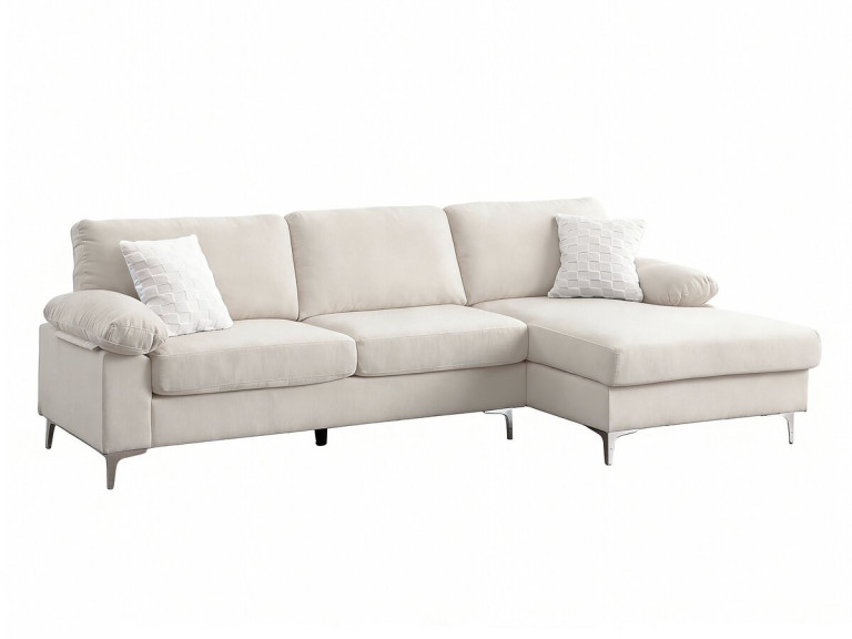 Ecksofa, gerade, aus Chenille-Stoff "Jade" - 3-Sitzer - Beige