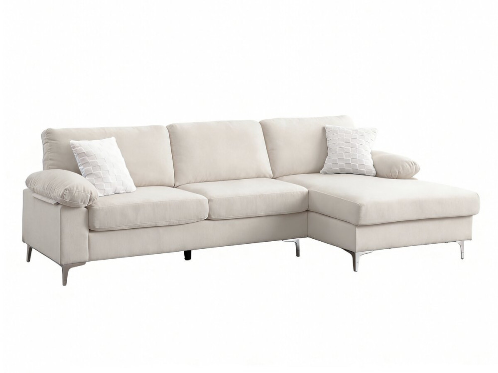 Ecksofa, gerade, aus Chenille-Stoff "Jade" - 3-Sitzer - Beige