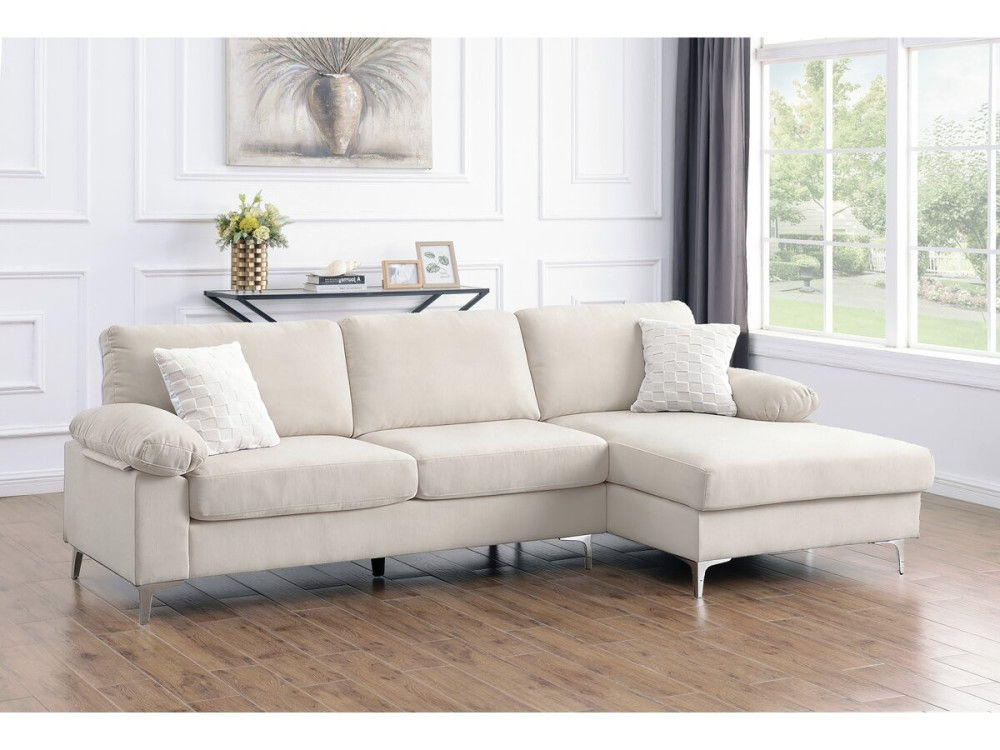 Ecksofa, gerade, aus Chenille-Stoff "Jade" - 3-Sitzer - Beige