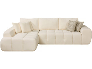 Ecksofa links, Stoff, Bubble-Stil "Sidonie" - 4-Sitzer - Beige