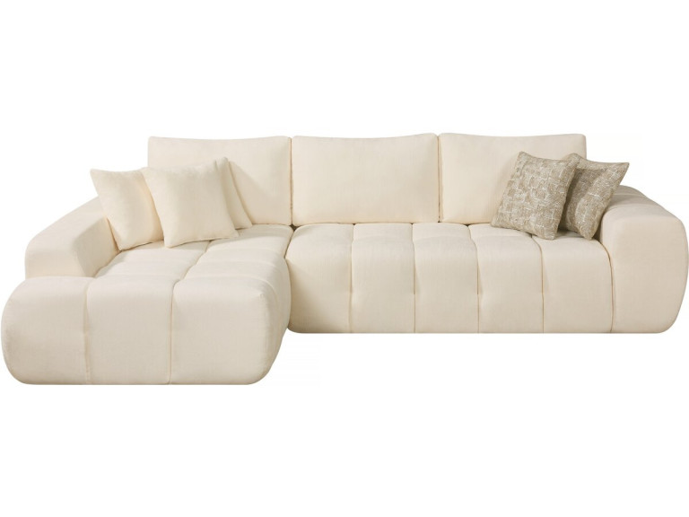 Ecksofa links, Stoff, Bubble-Stil "Sidonie" - 4-Sitzer - Beige