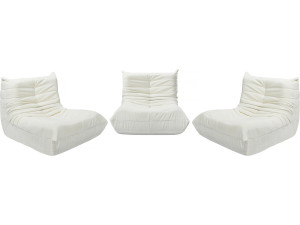 3er-Set modulare Sessel für Sofas „Velasca” aus strukturiertem Stoff  – Weiß