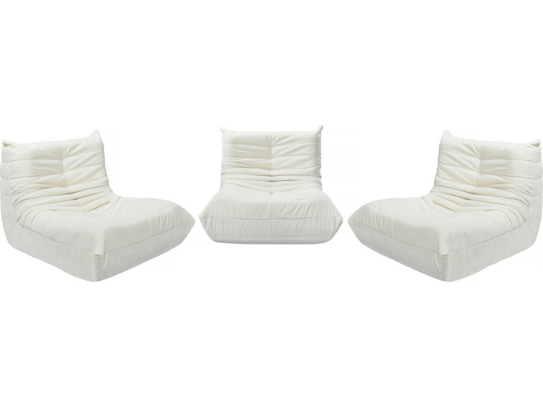 3er-Set modulare Sessel für Sofas „Velasca” aus strukturiertem Stoff  – Weiß