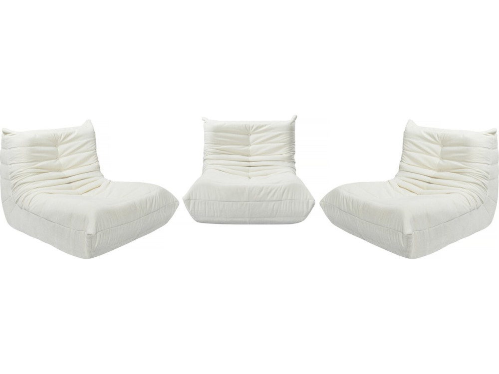 3er-Set modulare Sessel für Sofas „Velasca” aus strukturiertem Stoff  – Weiß