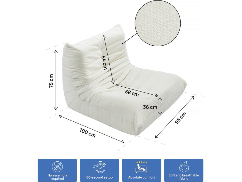 3er-Set modulare Sessel für Sofas „Velasca” aus strukturiertem Stoff  – Weiß
