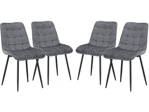 Premium-Esszimmerstühle „Yanis“ mit Stoffbezug – 4er-Set – Grau