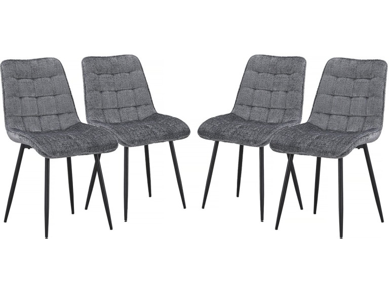 Premium-Esszimmerstühle „Yanis“ mit Stoffbezug – 4er-Set – Grau