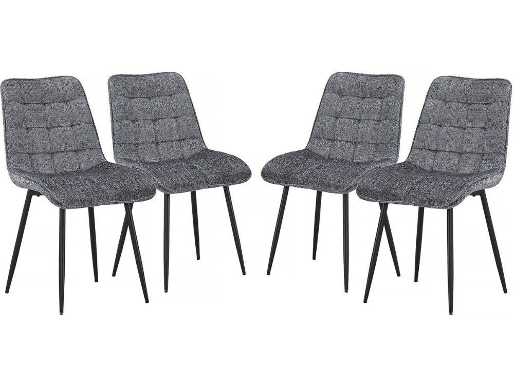 Premium-Esszimmerstühle „Yanis“ mit Stoffbezug – 4er-Set – Grau