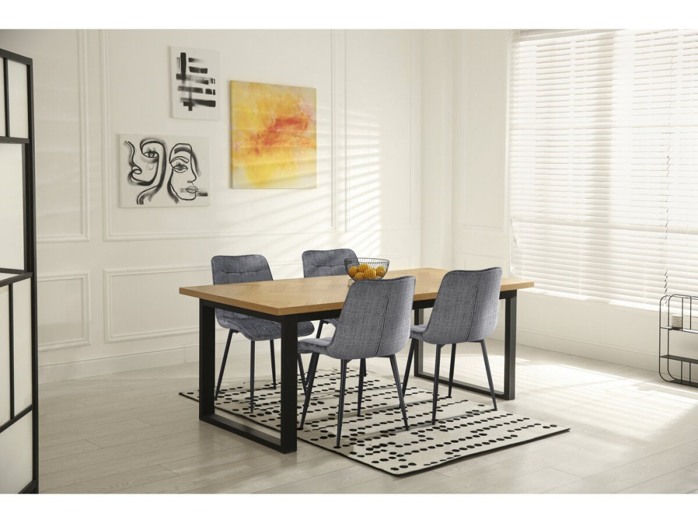 Premium-Esszimmerstühle „Yanis“ mit Stoffbezug – 4er-Set – Grau