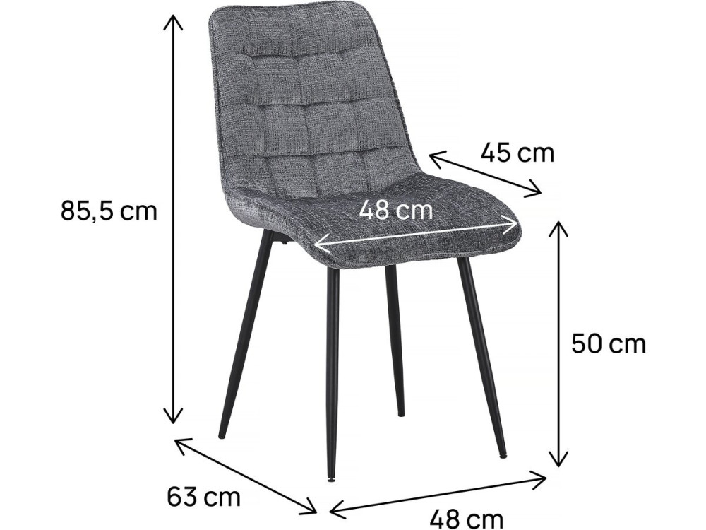 Premium-Esszimmerstühle „Yanis“ mit Stoffbezug – 4er-Set – Grau