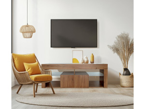 Designer TV-Möbel aus Holz "Hugo" - 140 x 40 x 50 cm - Braun 2