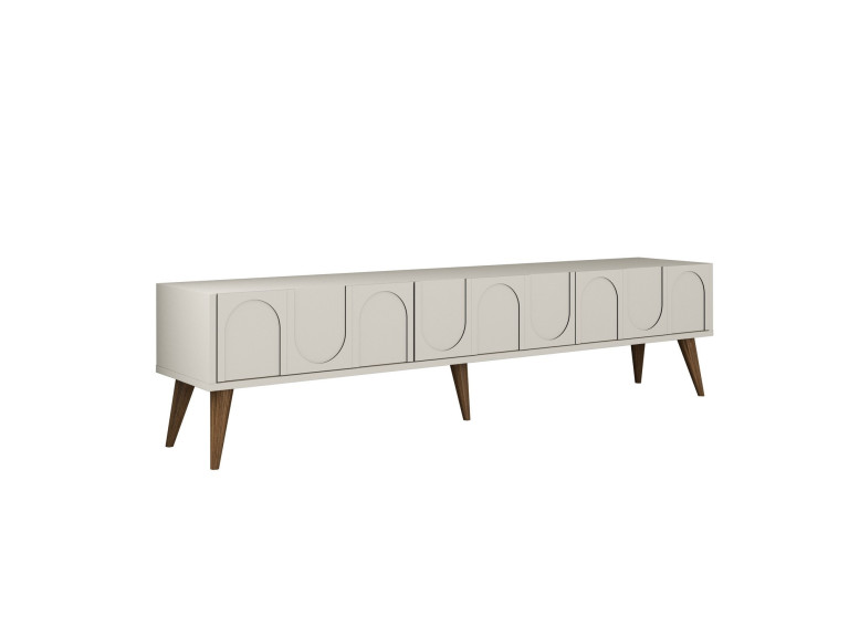 TV-Ständer „Lyon“ aus Holz – 180 x 35 x 44 cm – Creme/Walnuss