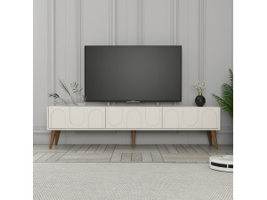 TV-Ständer „Lyon“ aus Holz – 180 x 35 x 44 cm – Creme/Walnuss 2