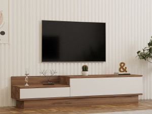 TV-Möbel aus Holz "Barko" - 160 x 35 x 35 cm - AtlantikkieferWeiß 2