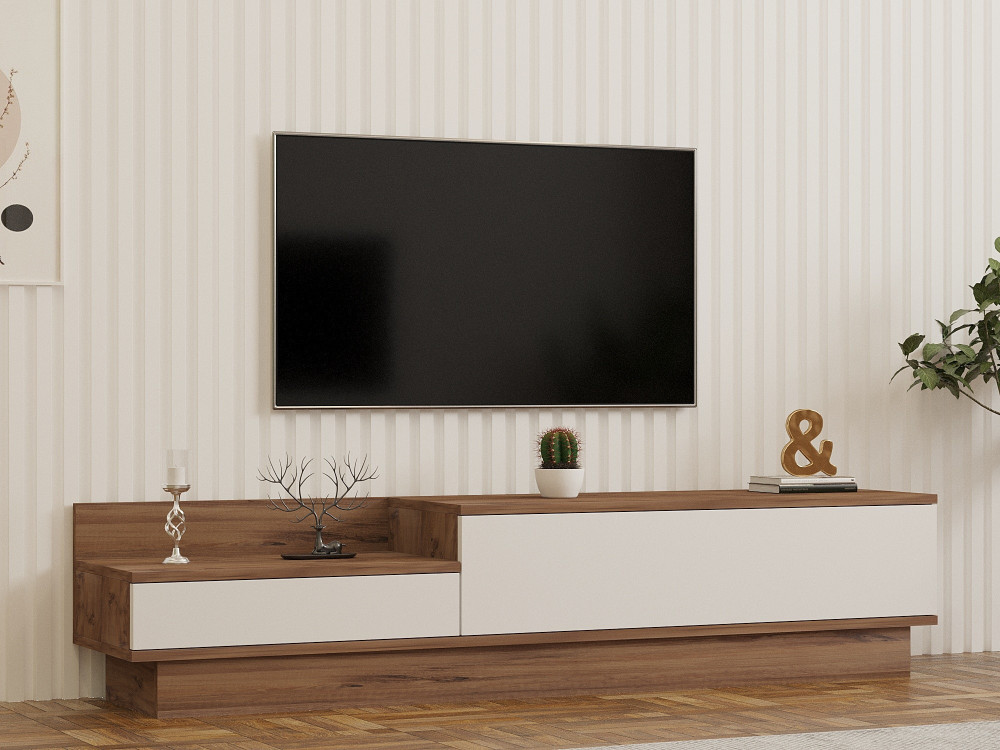 TV-Möbel aus Holz "Barko" - 160 x 35 x 35 cm - AtlantikkieferWeiß
