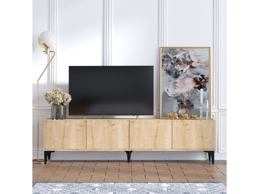 TV-Möbel aus Holz "Nora" - 180 x 35 x 50 cm - Eiche Saphir
