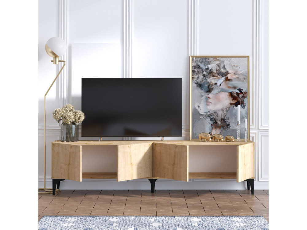 TV-Möbel aus Holz "Nora" - 180 x 35 x 50 cm - Eiche Saphir