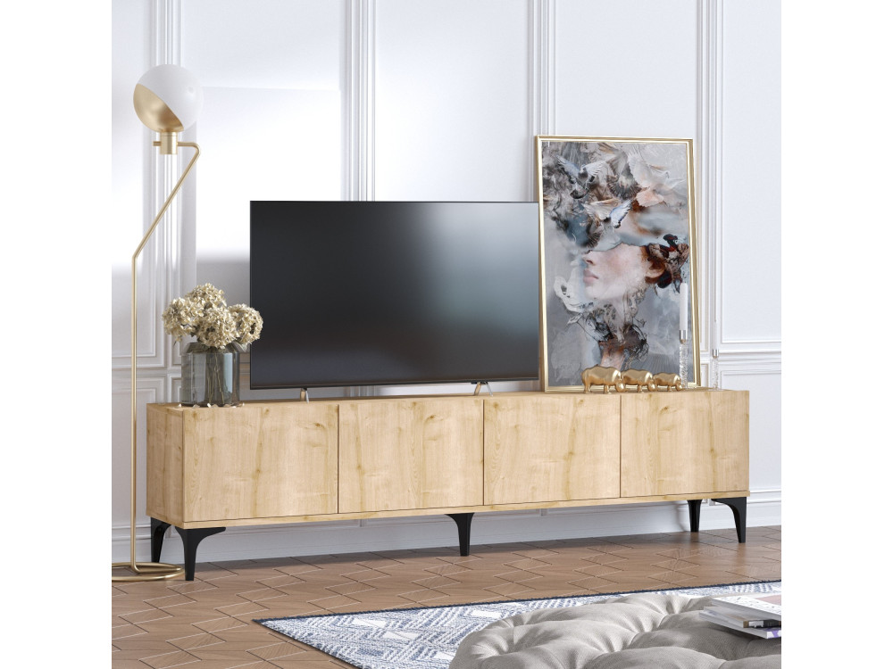 TV-Möbel aus Holz "Nora" - 180 x 35 x 50 cm - Eiche Saphir
