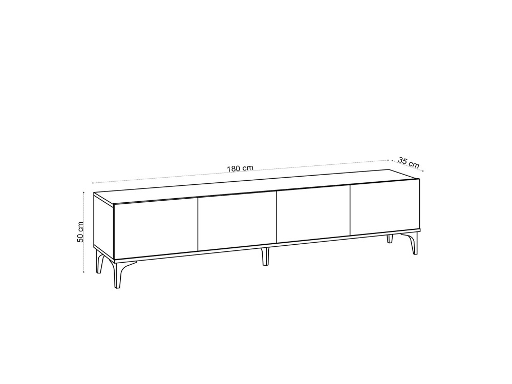 TV-Möbel aus Holz "Nora" - 180 x 35 x 50 cm - Eiche Saphir
