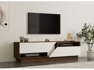 TV-Möbel aus Holz "Koza" - 160 x 40 x 45 cm - NussbaumWeiß 2
