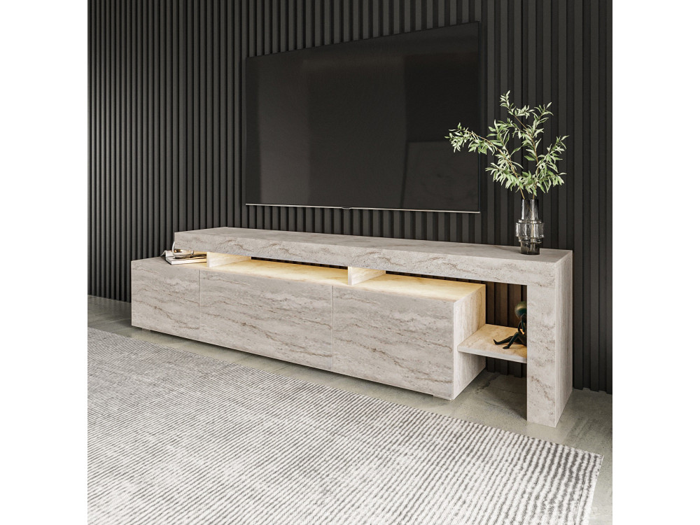 TV-Möbel aus Holz "Beliz" - 192 x 37 x 53 cm - Travertin