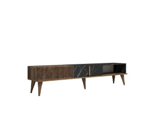 TV-Möbel aus Holz "Milan" - 180 x 35 x 40 cm - NussbaumSchwarz
