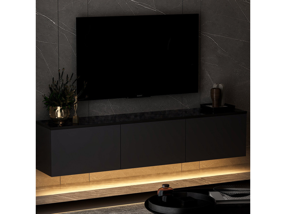 Neon“ TV-Ständer aus Holz – 160 x 32 x 35 cm – Anthrazit