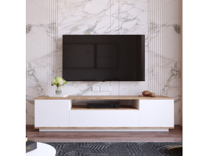 TV-Ständer „FR7“ aus Holz – 180 x 44 x 44 cm – Weiße atlantische Kiefer 2
