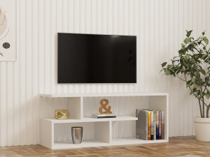 TV-Möbel aus Holz "Cafu" - 100 x 29 x 40 cm - Weiß 2