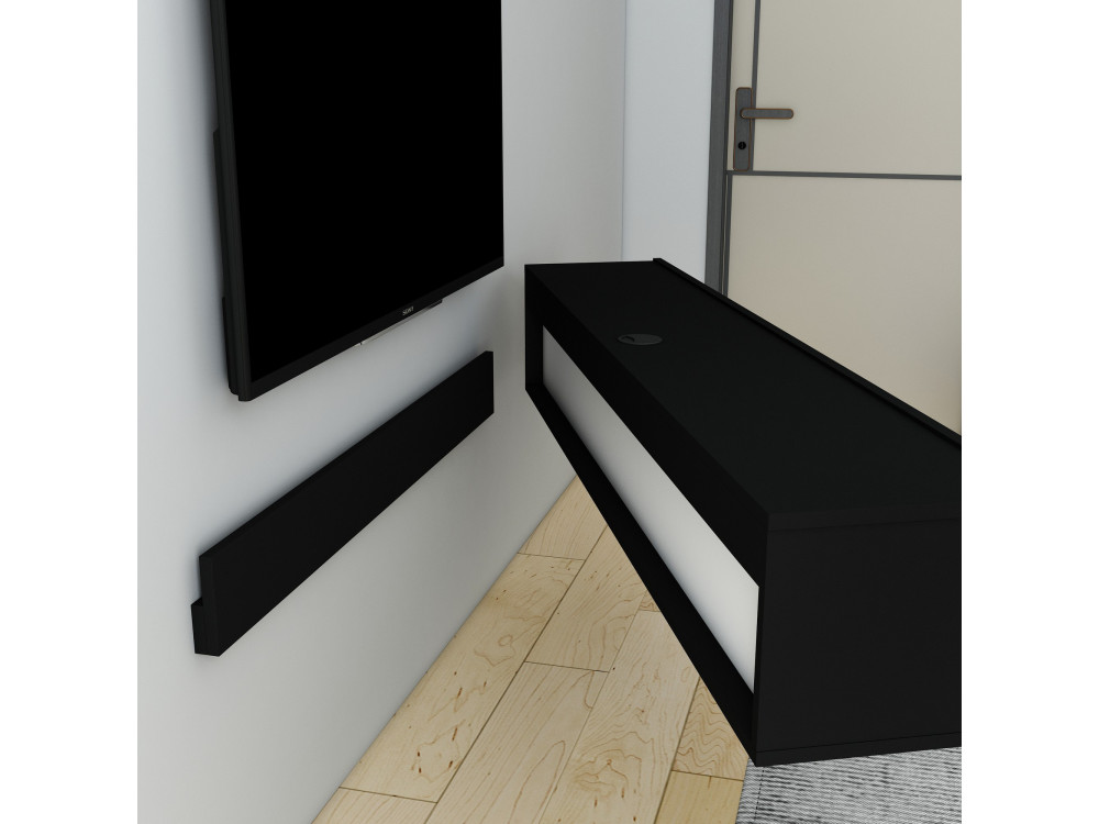 TV-Möbel aus Holz "Denby" - 160 x 31 x 29 cm - Schwarz