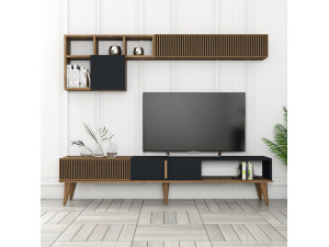 TV-Möbel aus Holz "Milan" - 180 x 35 x 40 cm - Nussbaum, Anthrazit 2