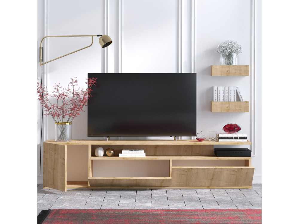 TV-Möbel aus Holz "Alika" - 180 x 35 x 45 cm - Eiche