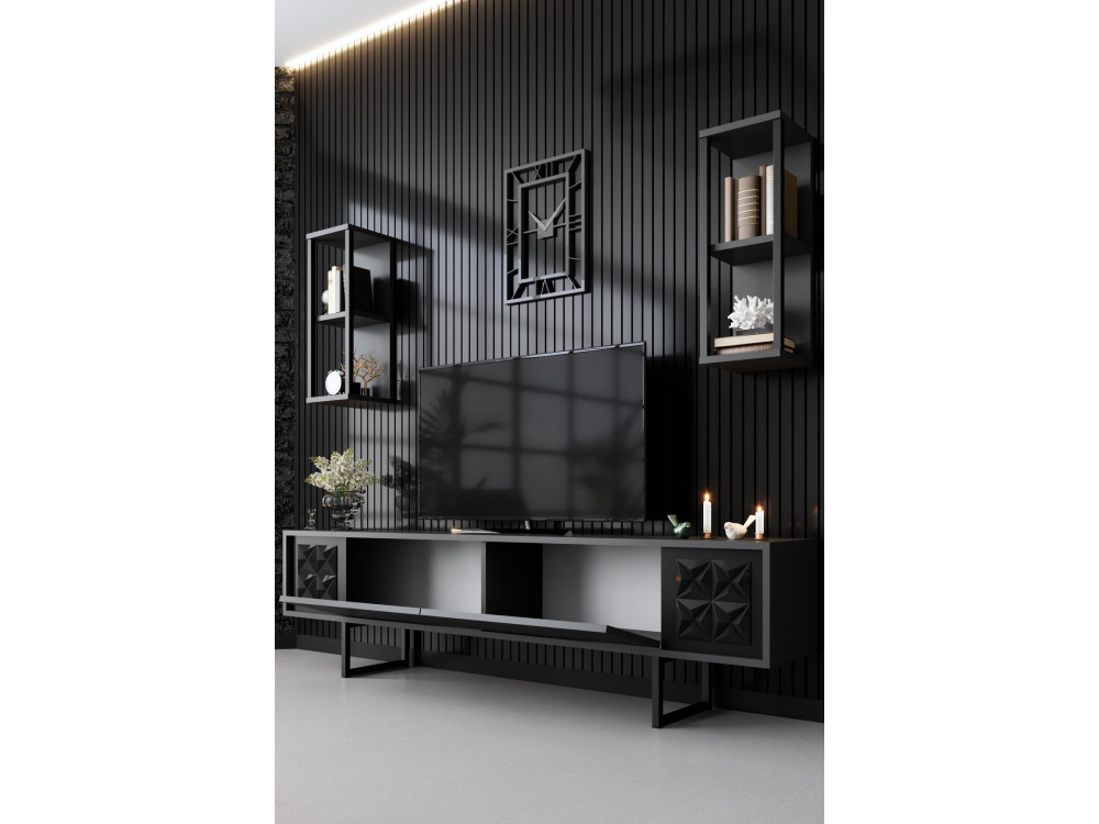 TV-Holzeinheit "Black Line" - 180 x 30 x 48 cm - AnthrazitSchwarz