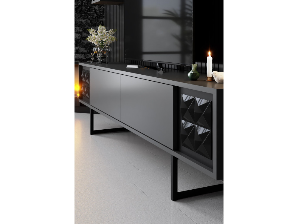 TV-Holzeinheit "Black Line" - 180 x 30 x 48 cm - AnthrazitSchwarz