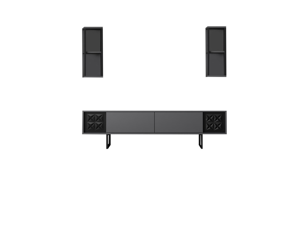 TV-Holzeinheit "Black Line" - 180 x 30 x 48 cm - AnthrazitSchwarz