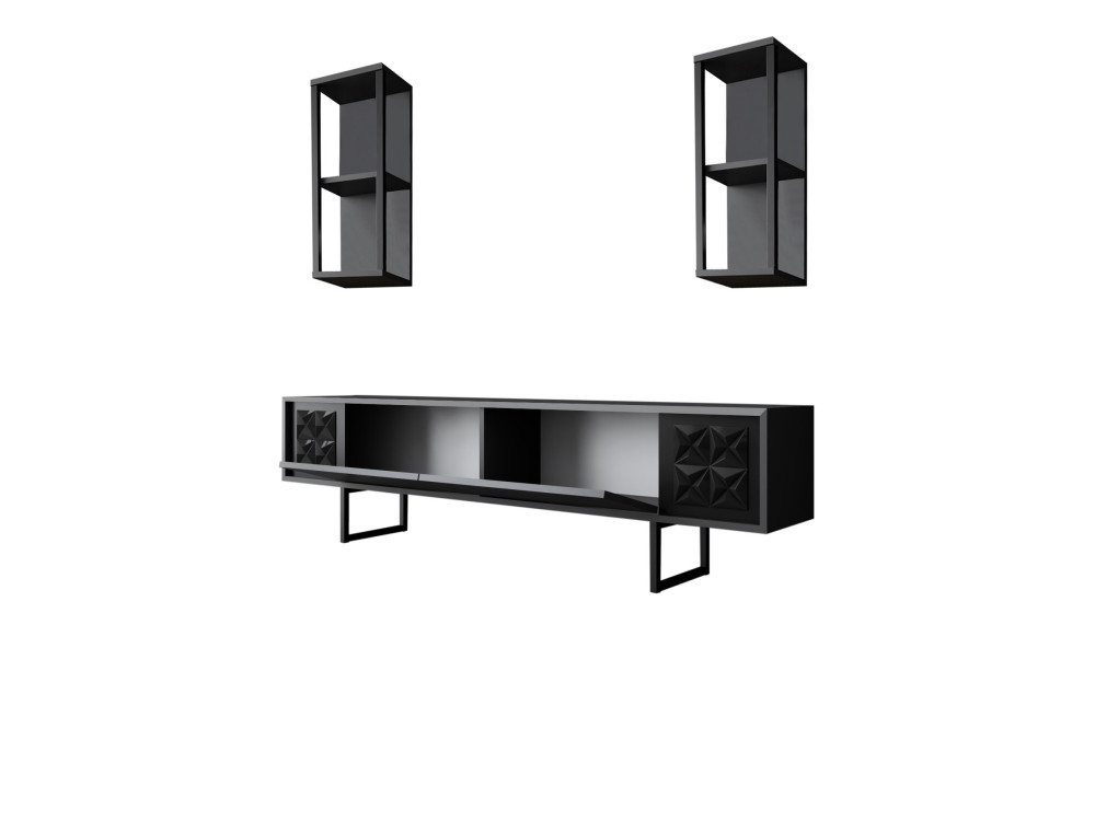 TV-Holzeinheit "Black Line" - 180 x 30 x 48 cm - AnthrazitSchwarz