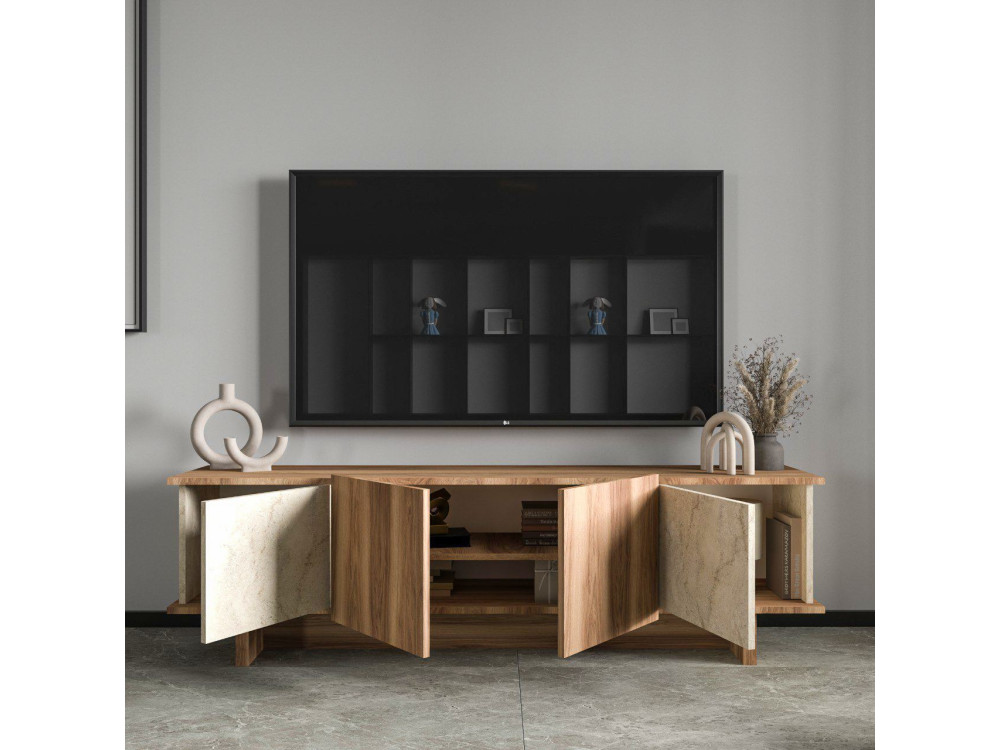TV-Möbel aus Holz "Diana" 180 x 33 x 50 cm - Travertin