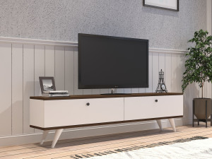 TV-Möbel aus Holz "Parlak" - 160 x 25 x 40 cm - Weiß 2