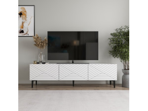 TV-Möbel aus Holz "Felix" - 160 x 31 x 44 cm - Weiß 2