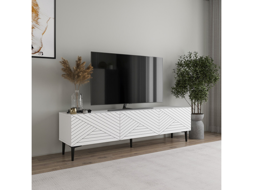 TV-Möbel aus Holz "Felix" - 160 x 31 x 44 cm - Weiß
