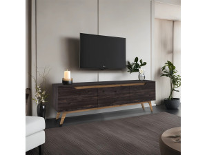 TV-Möbel aus Holz "Digi" - 180 x 35 x 48 cm - Schwarz 2