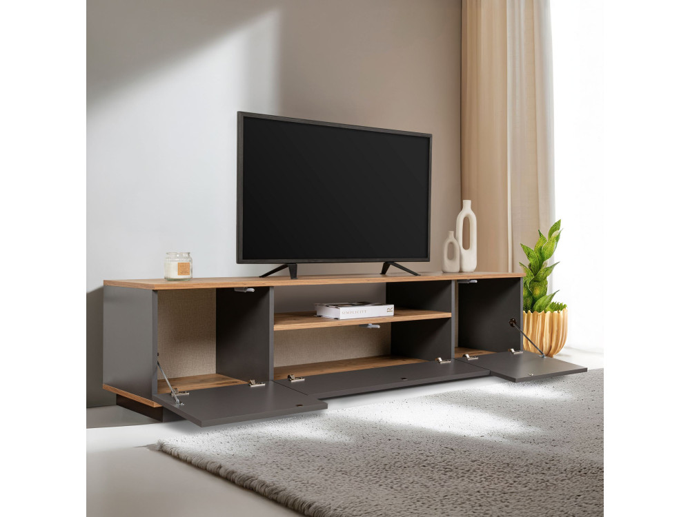 TV-Möbel aus Holz "Veramont" - 180 x 44 x 44 cm - Anthrazitgrau